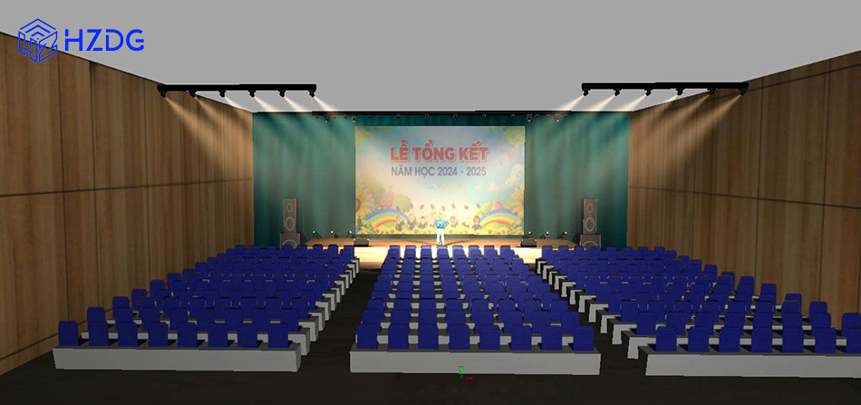 Bản vé 3D ánh sáng hội trường trường học