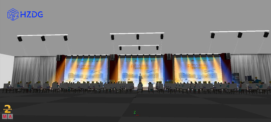 Hệ thống đèn led nhuộm màu sân khấu hội trường