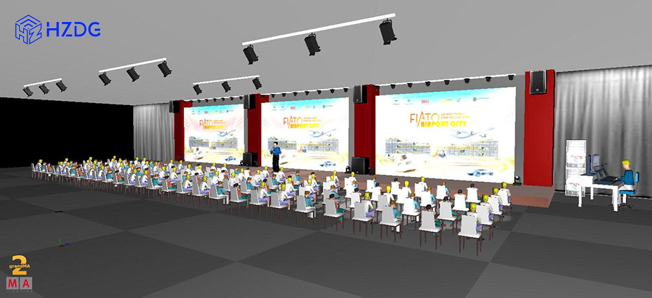 Thiết kế 3D không gian ánh sáng hội trường doanh nghiệp