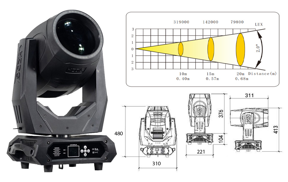Thiết kế đèn beam moving head HZGD HZ-MIE295B